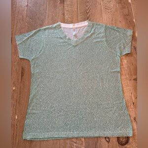 Lithograph literary Relaxed V-Neck Women’s Tshirt in Mint Green L